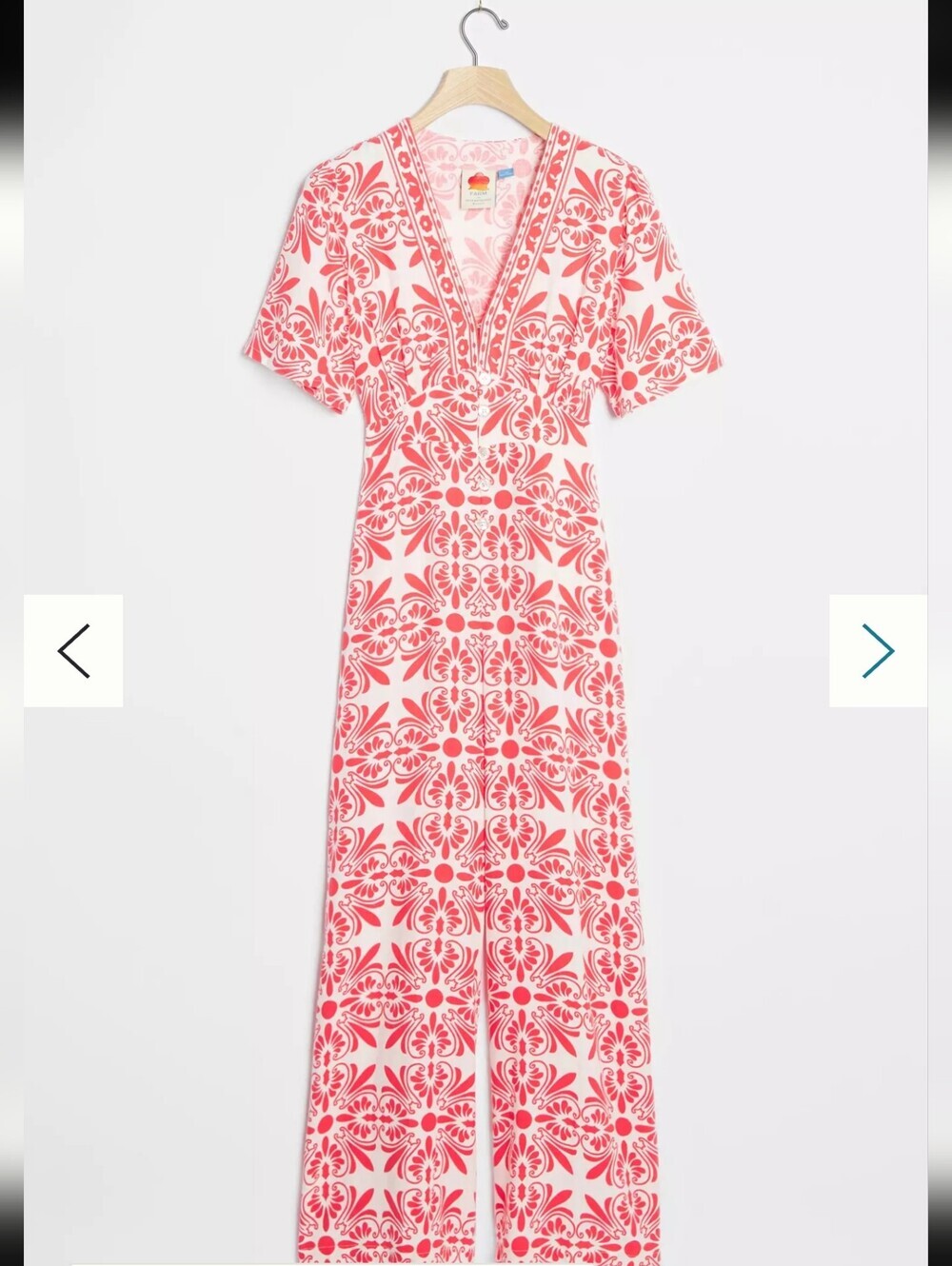Farm Rio Anthropologie Printed Carmina Button Front Jumpsuit Small - Picture 2 of 12